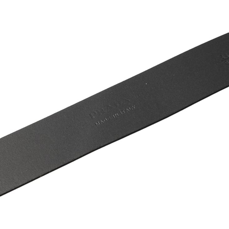 Prada Mens Navy Blue Saffiano Leather Belt Brushed Silver