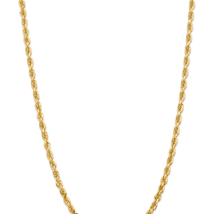 14k Yellow Gold 5mm Solid Diamond-Cut Quadruple Rope 20 Inch Chain