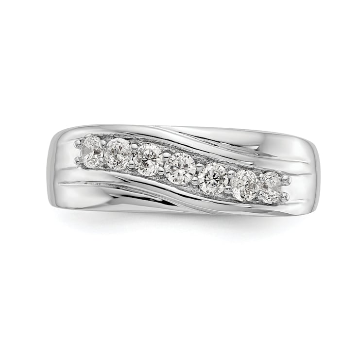 Rhodium Over 14K Gold Lab Grown Diamond SI1/SI2, G H I, Men's Band