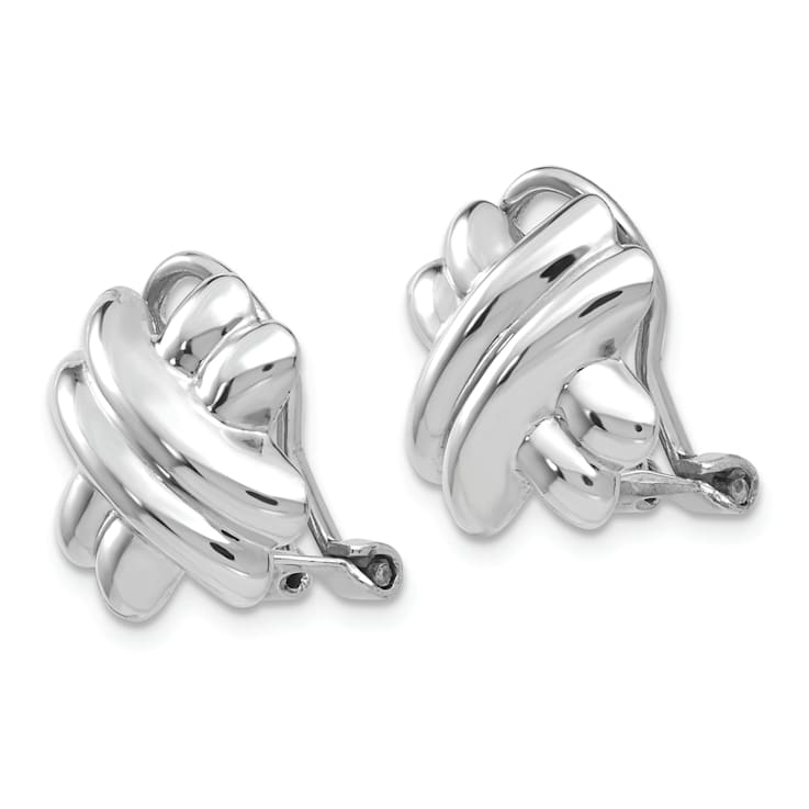 Rhodium Over 14k White Gold Polished Non-pierced X Stud Earrings