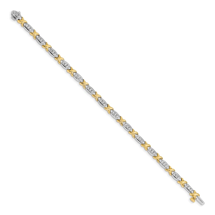 14K Yellow and White Gold Lab Grown Diamond VS/SI GH, Tennis Bracelet