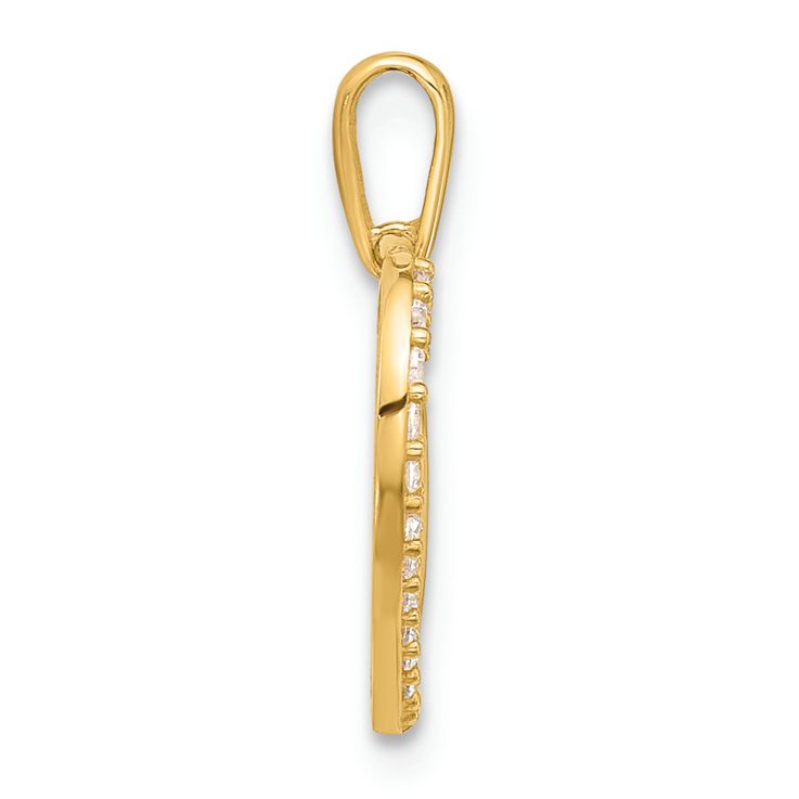 14k Yellow Gold Polished Cubic Zirconia Heart with Infinity Pendant