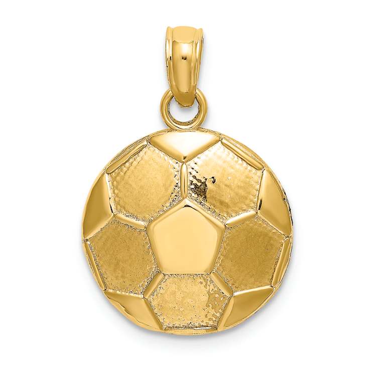 14k Yellow Gold 2D Textured Soccer Ball Charm