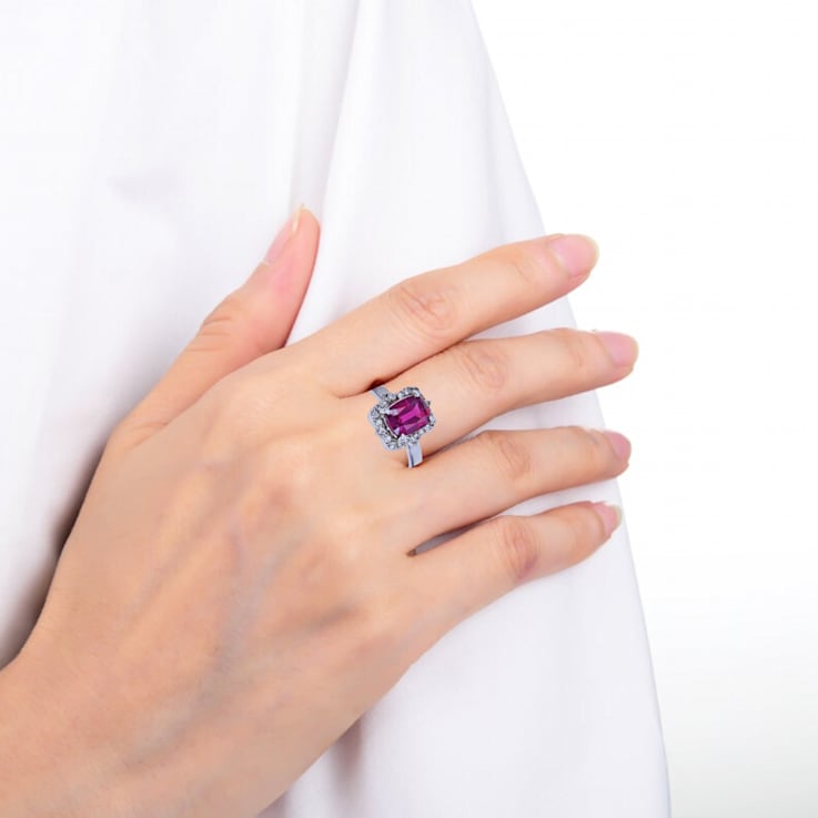 Round Amethyst with White Sapphire Accents Crossover Ring, 1.12ctw
