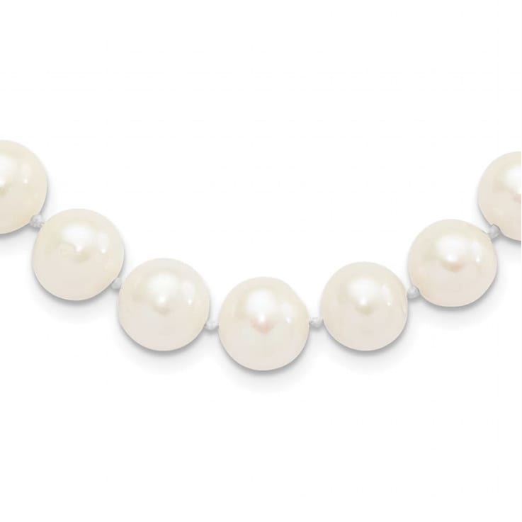 Rhodium Over Sterling Silver 10-11mm White Freshwater Cultured Pearl Necklace