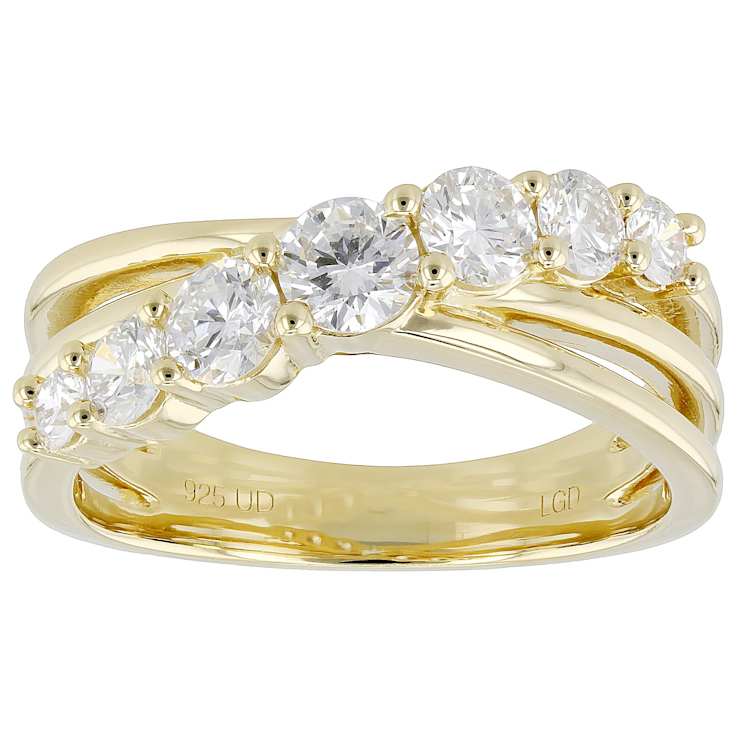 Lab-Grown Diamond Graduated Crossover Ring 1ctw In 14K Gold Over
Sterling Silver
