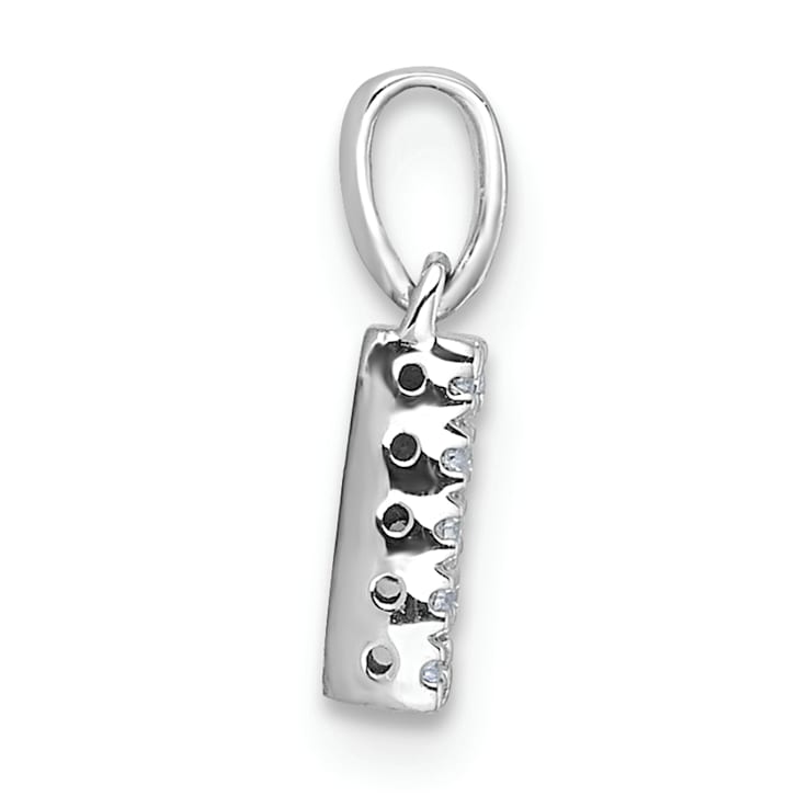 14K White Gold Diamond Letter N Initial with Bail Pendant