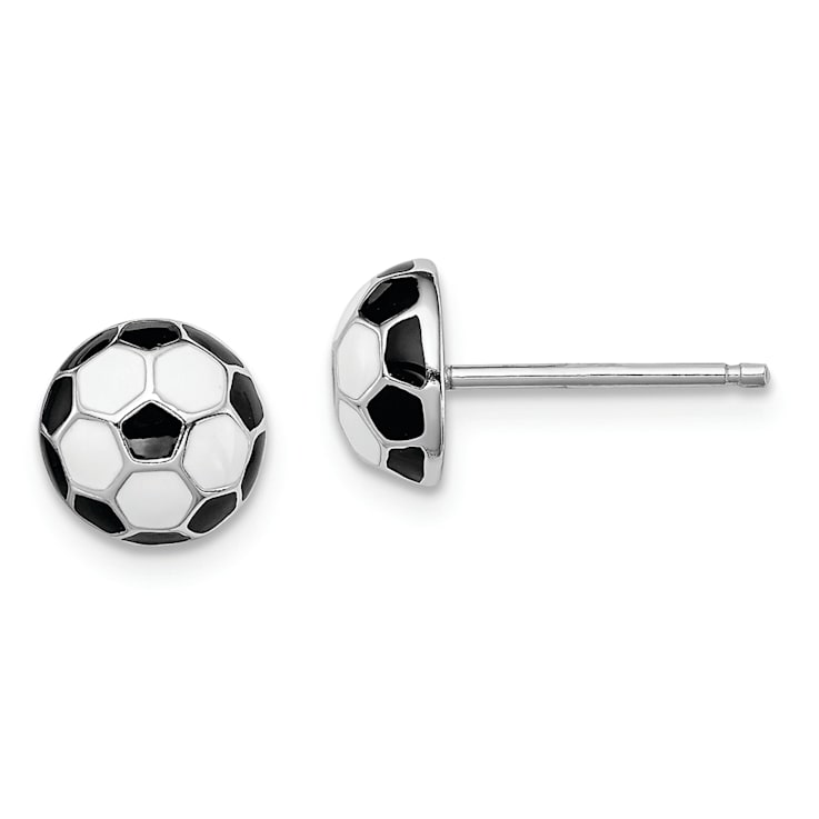 Soccer Ball Stud Post Sterling Silver Earrings Soccer Ball Stud Post Sterling Silver Earrings