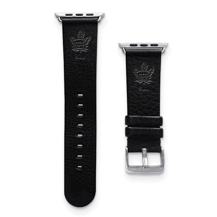 Gametime NHL Toronto Maple Leafs Black Leather Apple Watch Band (42/44mm
S/M). Watch not included.