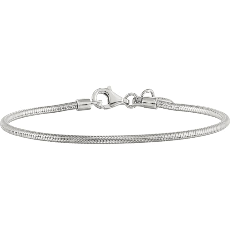 Sterling Silver Round Snake Chain Bracelet With Lobster Clasp