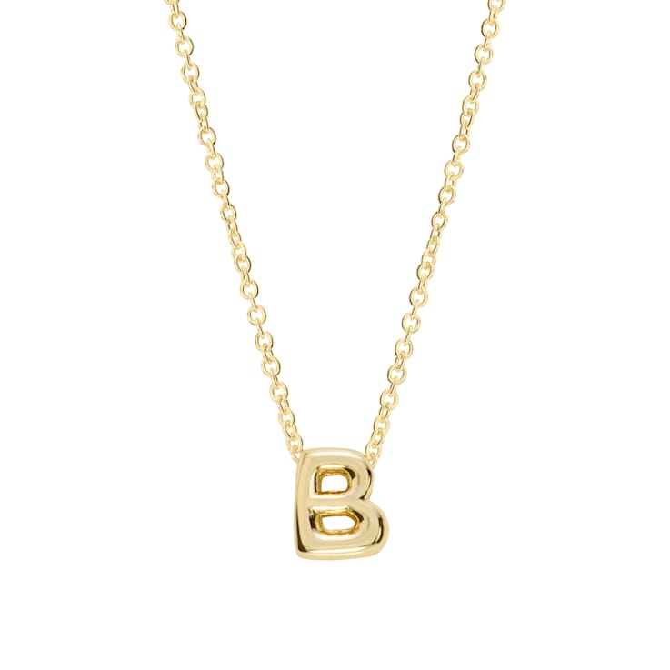 CZ Initial B Tennis Necklace And Pendant Set In 14K Gold Over Brass 4.05ctw