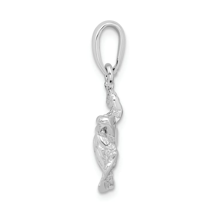 Rhodium Over Sterling Silver Polished Large Sea Turtle Pendant
