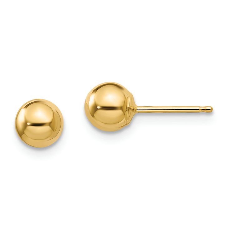 14k Yellow Gold Polished 5mm Ball Stud Earrings