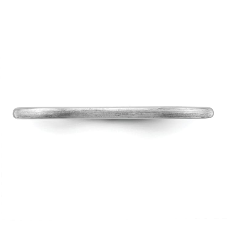 Rhodium Over 10K White Gold 1.2mm Half Round Satin Stackable Expressions Band