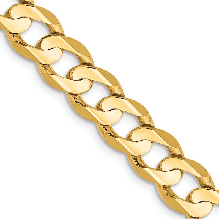14k Yellow Gold 6.75mm Solid Open Concave Curb 18 Inch Chain