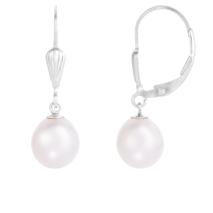 White Cultured Freshwater Pearl Rhodium Over Sterling Silver Earrings White Cultured Freshwater Pearl Rhodium Over Sterling Silver Earrings