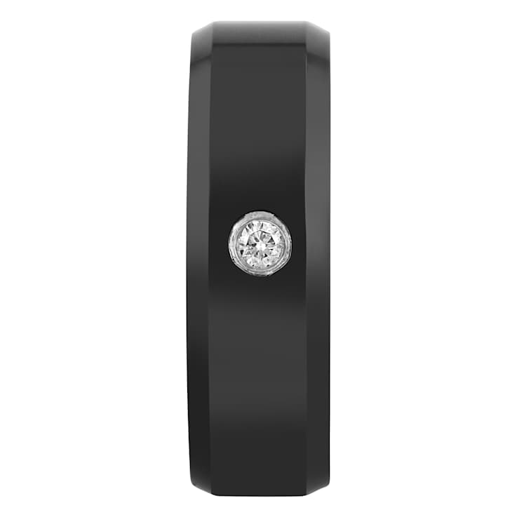 Robert Alton Men's Diamond Black Ion Plated Band Ring In Tungsten