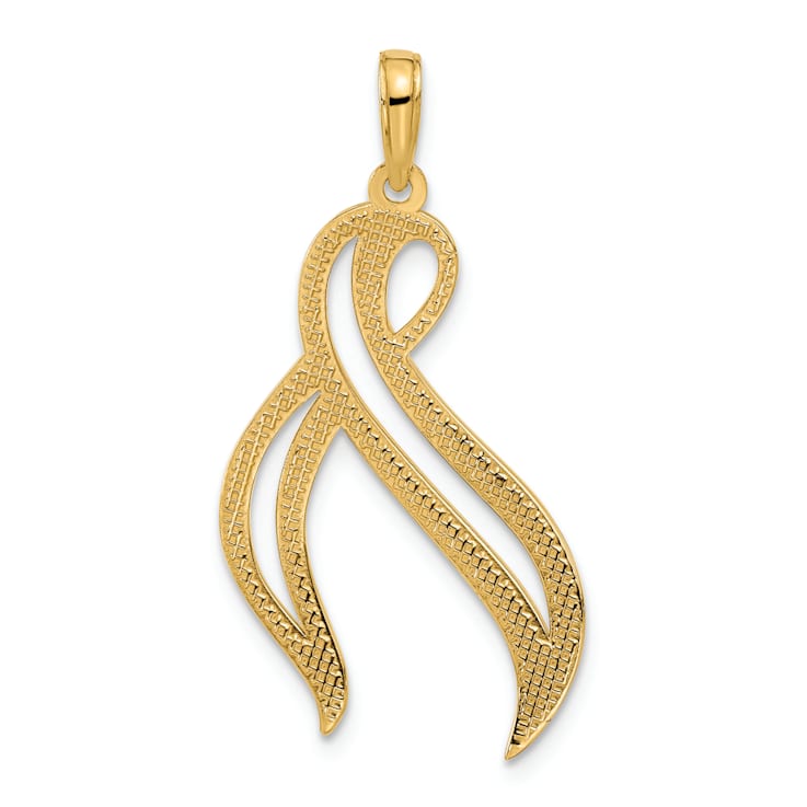 14k Yellow Gold Polished Awareness Ribbon Pendant