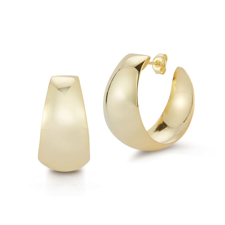 Sterling Statements 14K Yellow Gold Over Sterling Silver Bold Wide
Graduated Hoop Earrings