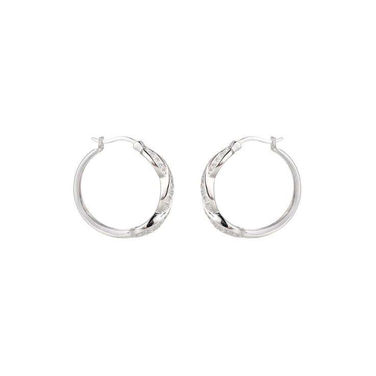 White Cubic Zirconia Rhodium Over Sterling Silver Hoop Earrings 1.81ctw