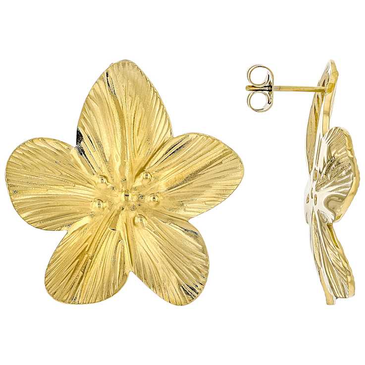 Gold-Tone Oversize Flower Earrings
