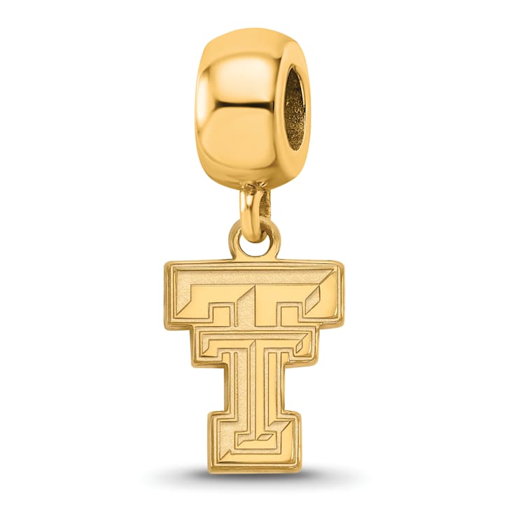 14K Yellow Gold Over Sterling Silver LogoArt Texas Tech University Small
Dangle Bead