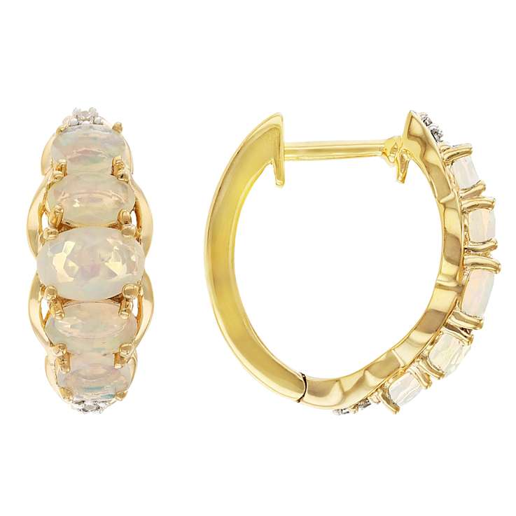 Ethiopian Opal And Zircon Earrings In 18K Gold Over Sterling Silver