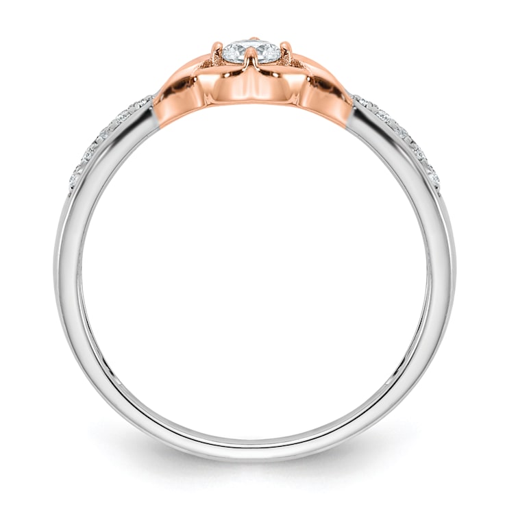 14K Two-tone White and Rose Gold First Promise Diamond Promise Ring 0.16ctw