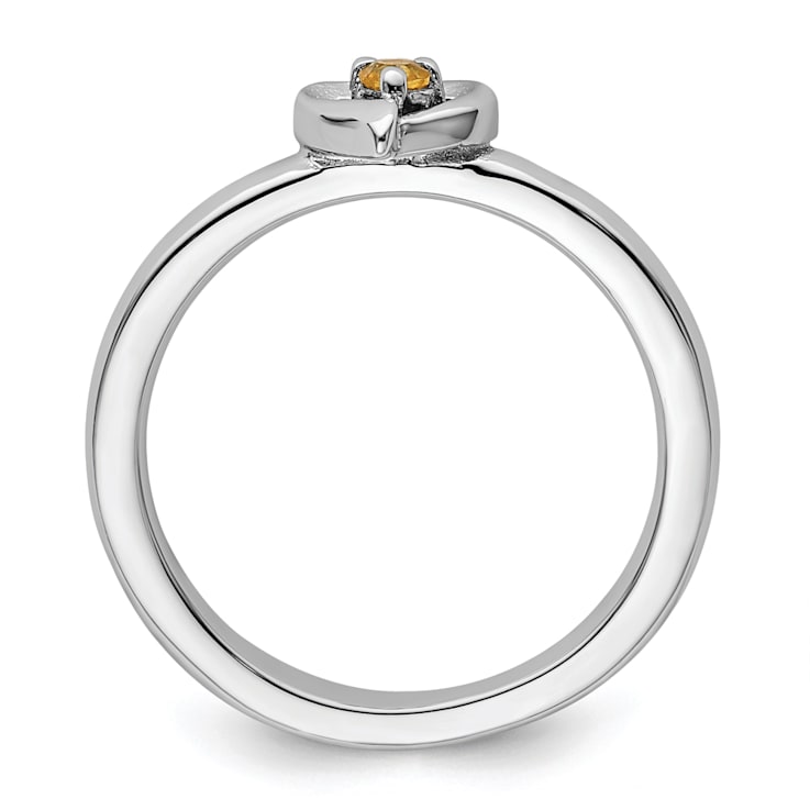 Sterling Silver Stackable Expressions Citrine Heart Ring 0.07ctw
