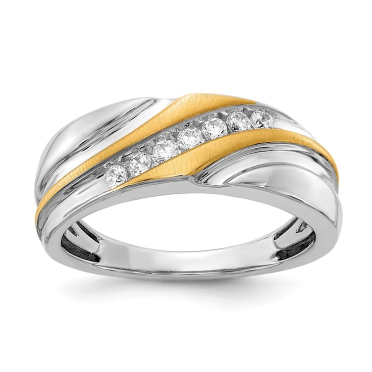 14K Two-tone Yellow and White Gold Lab Grown Diamond Men's Ring