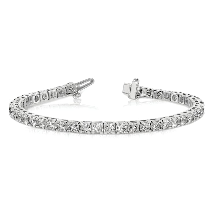 Rhodium Over 14K White Gold 7.00 ct. Colorless Moissanite 4 Prong Tennis Bracelet