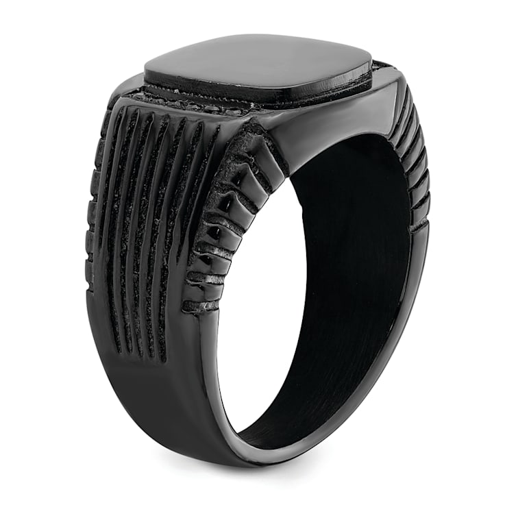 Stainless Steel Polished Black IP-plated with Black Cubic Zirconia
Signet Ring