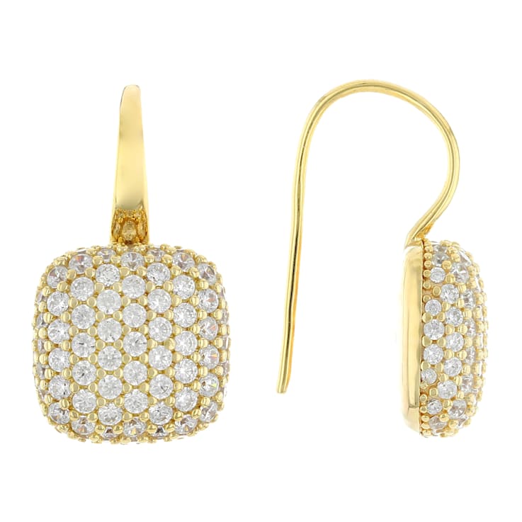 Drop Earrings With CZ In 18K Gold Over Sterling Silver