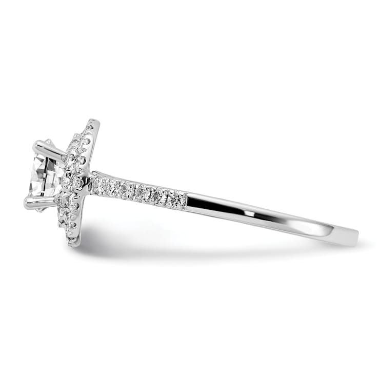Rhodium Over 14K White Gold Diamond Complete Double Halo Engagement Ring 0.92ctw