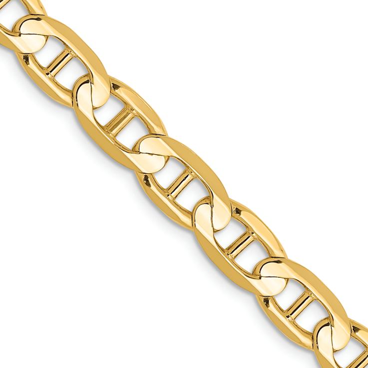 14k Yellow Gold 6.25mm Solid Concave Mariner 26 Inch Chain
