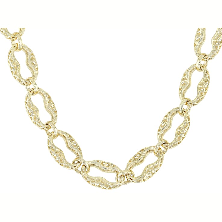 Turkish Mariner Chain Necklace In 18K Gold Over Sterling Silver 8mm 18 Inch