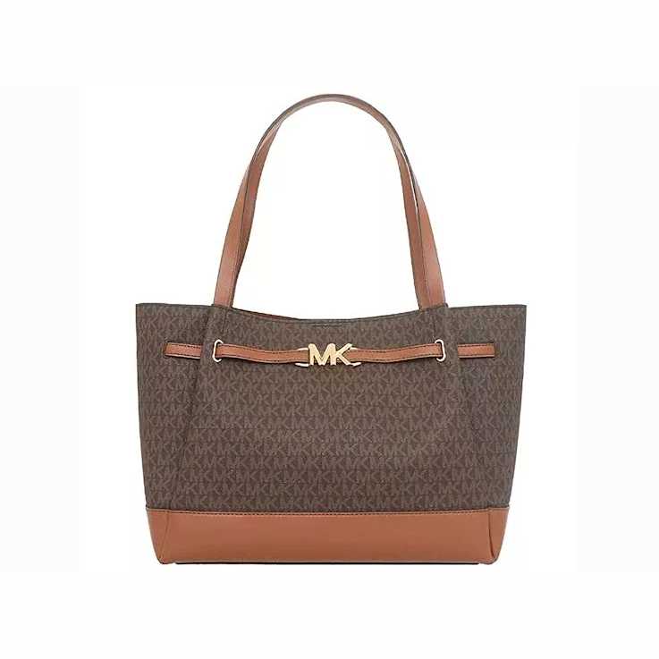 Michael Kors Reed Large Belted Tote Shoulder Handbag in Exotic Brown