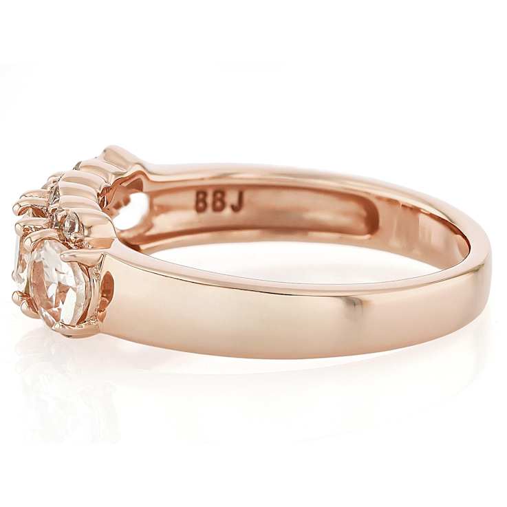 Morganite Oval And White Zircon Ring In 18K Rose Gold Over Sterling
Silver 1.14ctw