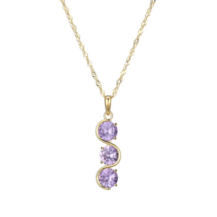 Lab Created Alexandrite Sapphire 18k Yellow Gold Over Silver December
Birthstone Pendant 3.87ctw