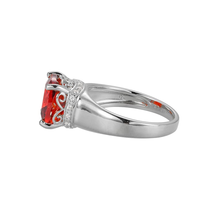 Red And White Cubic Zirconia Platinum Over Silver January Birthstone
Ring 7.23ctw