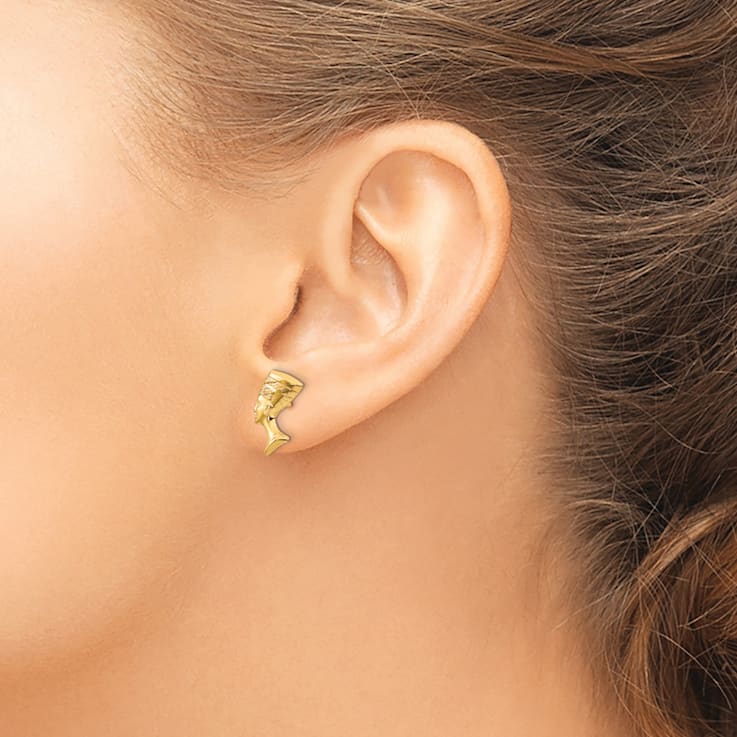 14K Yellow Gold Nefertiti Post Earrings