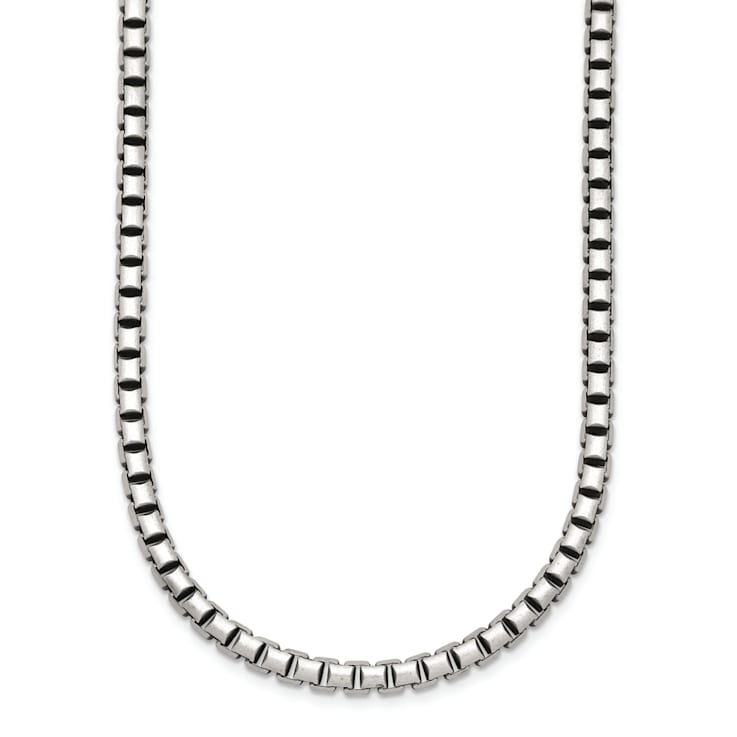 Sterling Silver Antiqued and Satin 4.0mm Box 30 Inch Chain