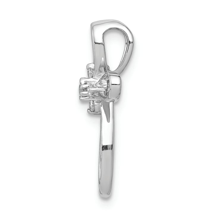 Rhodium Over 14K White Gold 1/20ct. Diamond Cross Chain Slide