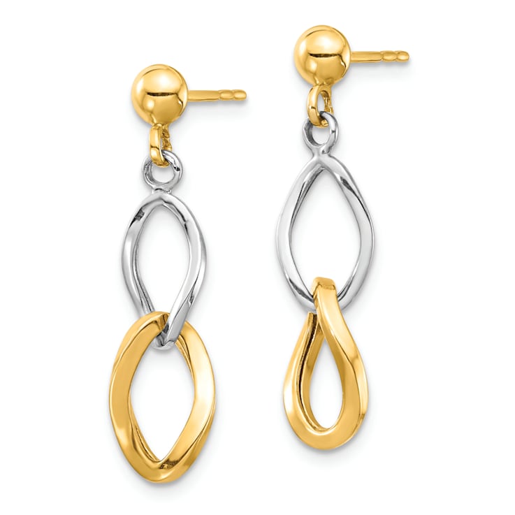 14k Yellow Gold and 14k White Gold Dangle Earrings