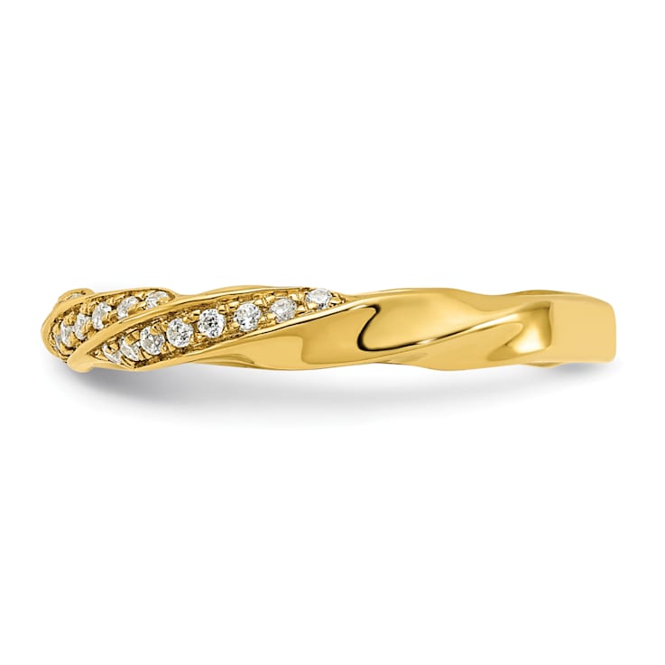 14K Yellow Gold Twisted Diamond Wedding Band 0.2ctw