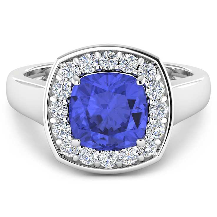 2.47ctw Violet Tanzanite and Diamond 14K White Gold Halo Ring