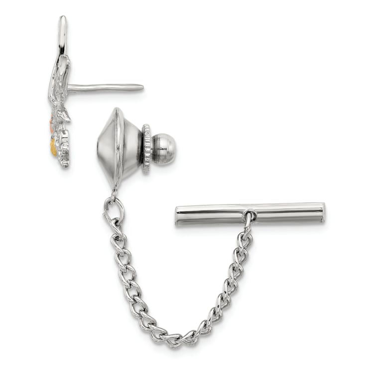 Rhodium Over Sterling Silver with 12K Gold Accents Eagle Pin/Tie Tac