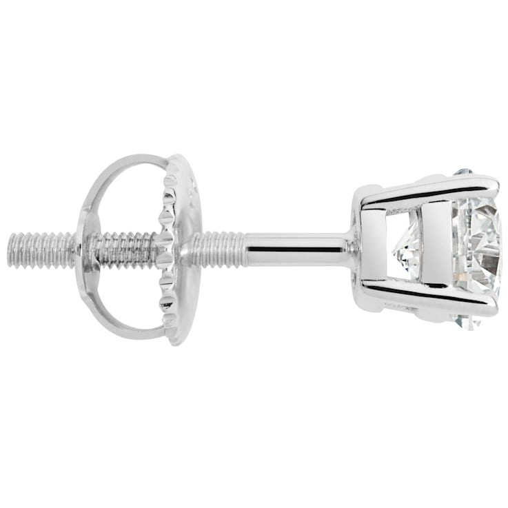 White Cubic Zirconia 14k White Gold Studs With Velvet Gift Box 1.00ctw