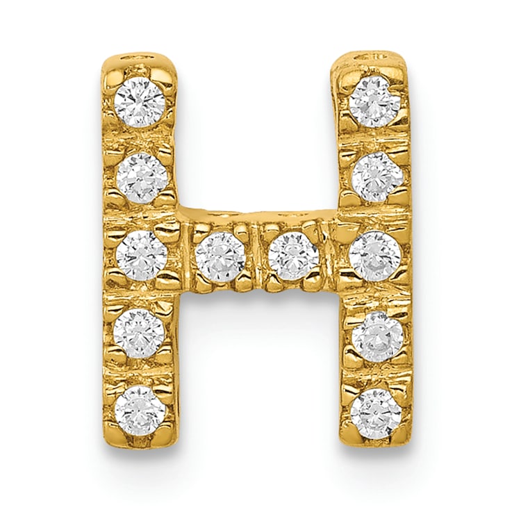 14K Yellow Gold Diamond Letter H Initial Charm