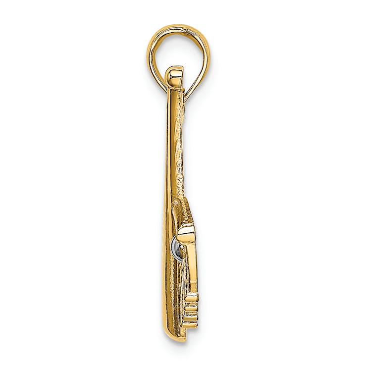 14K Two-tone Gold  Textured Baseball Bat with Ball Charm